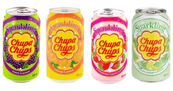 Nogle af de første Chupa Chups varianter, fra de startede sodavandskonceptet tilbage i 2006