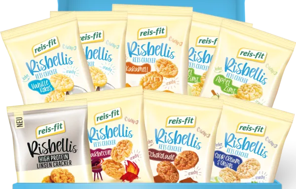 Risbellis varianter: bbq, æble og kanel, vanilje og kokos, chokolade og sour cream
