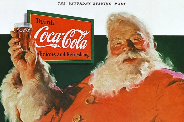 Det aller første portræt af coca colas julemand