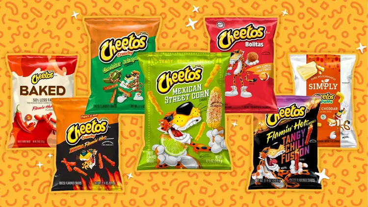 En håndfuld af de mange forskellige Cheetos varianter.